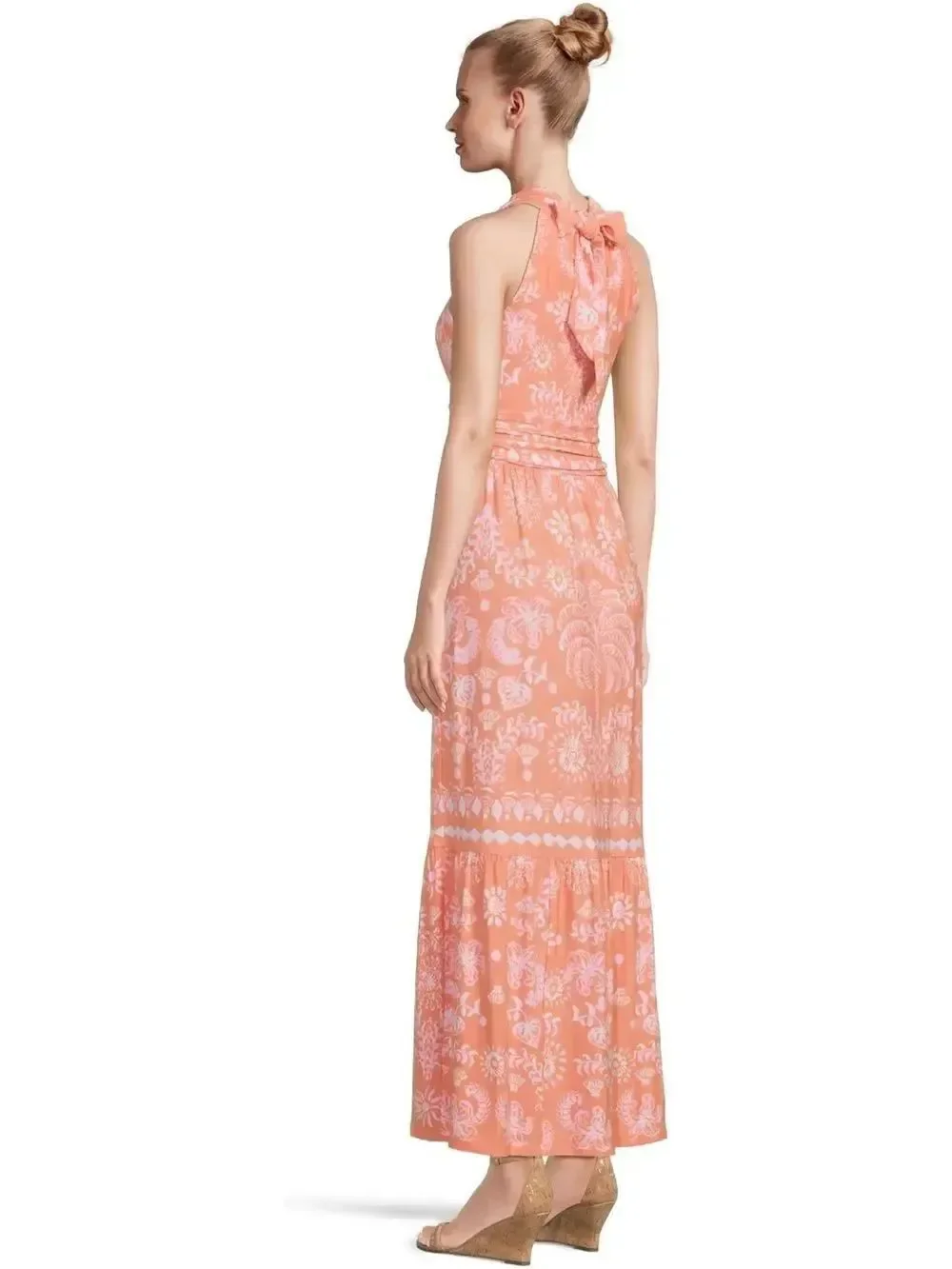 Lilly Pulitzer Montecito Halter Maxi Dress Sleeveless Coral Papaya Breezy Palm
